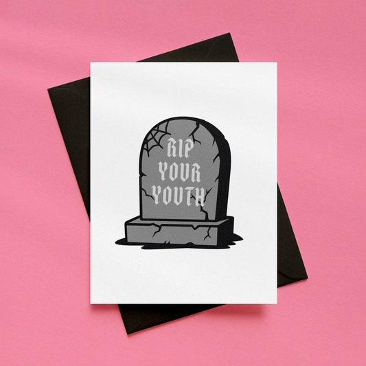 RIP Your Youth Card | Funny 30th Birthday Card | Alternative Birthday Card | Goth Birthday Card