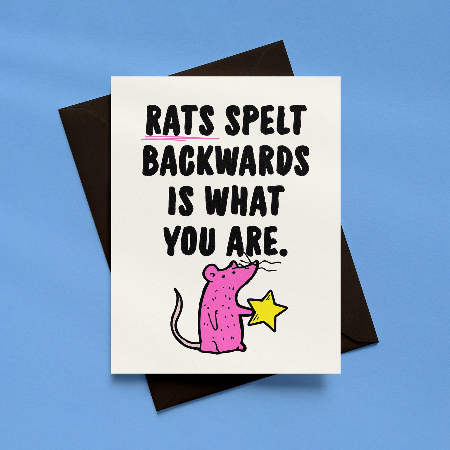 Rats Spelt Backwards Card | Funny Rat Pun Card | Cute Alternative Greetings Card