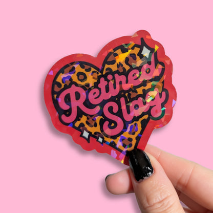 Retired Slag Leopard Heart Holographic Sticker