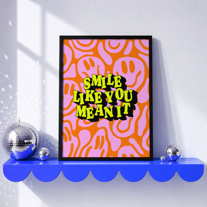 Smile Like You Mean It Print | The Killers Inspired Wall Art | Indie Music Print | Dopamine Decor
