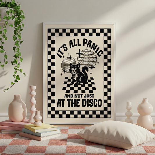 It's All Panic And Not Just At The Disco Print | Funny Anxiety Wall Art | Alternative Decor