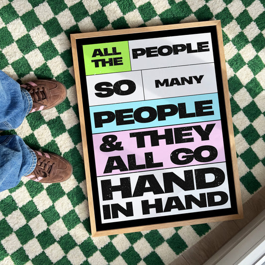 All The People Print | Indie Disco Collection | Indie Music Inspired Wall Art | Colourful Typography Print | Dopamine Decor |
