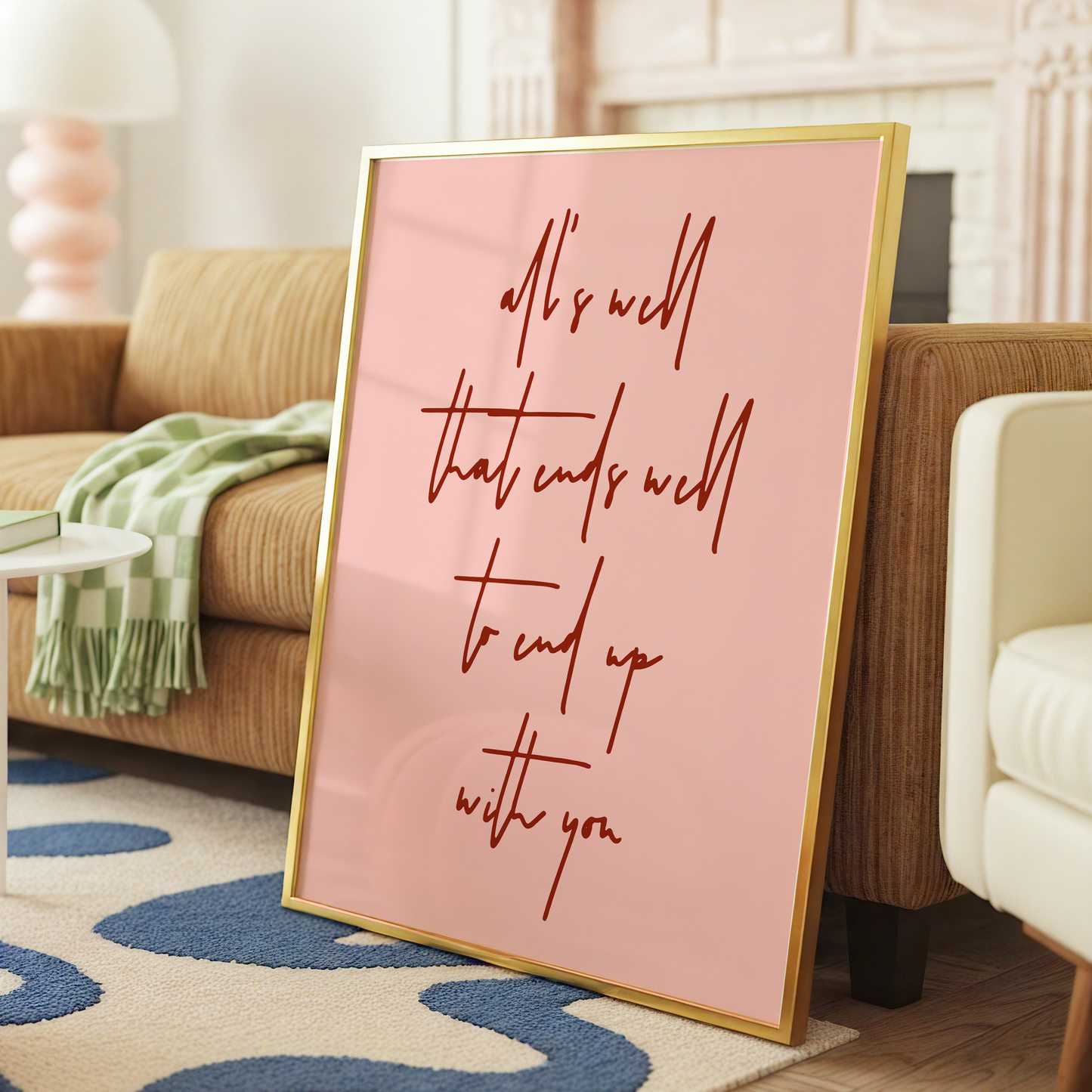 All's Well That Ends Well To End Up With You Print | Taylor Inspired Wall Art | Romantic Lyric Print | Pink Bedroom Decor
