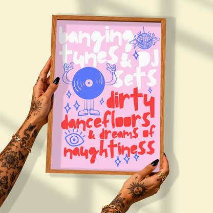 Banging Tunes & DJ Sets Print | Indie Disco Collection | Indie Music Inspired Wall Art | Festival & Gig Lover Gift | Dopamine Decor |