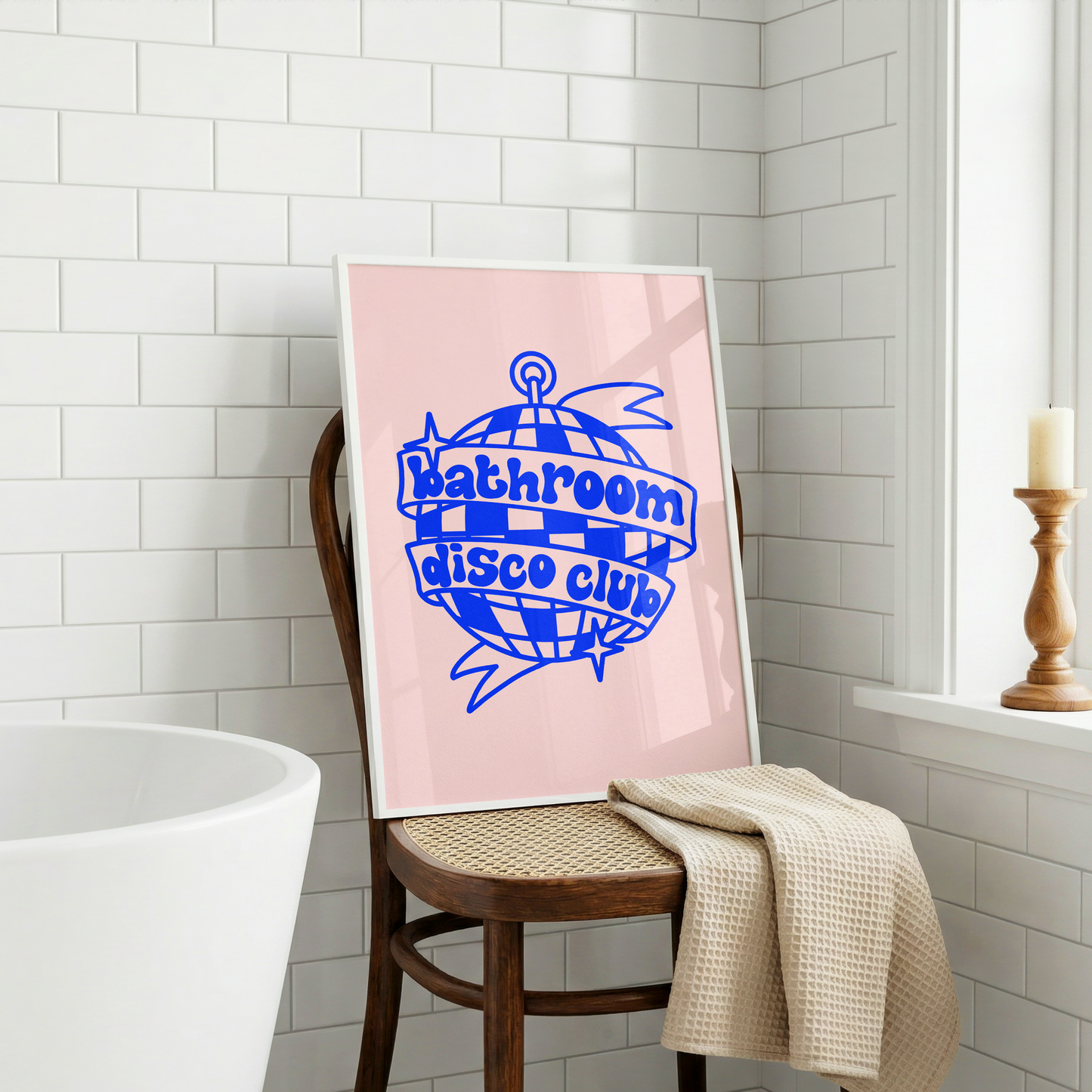 Bathroom Disco Club Print | Funny Bathroom Wall Art | Colourful Toilet Decor | Disco Bathroom Sign | Dopamine Home Decor | Pink Blue Poster