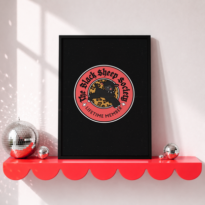 The Black Sheep Society Print | Elder Emo Wall Art | Alternative Gothic Decor | Introvert Gift