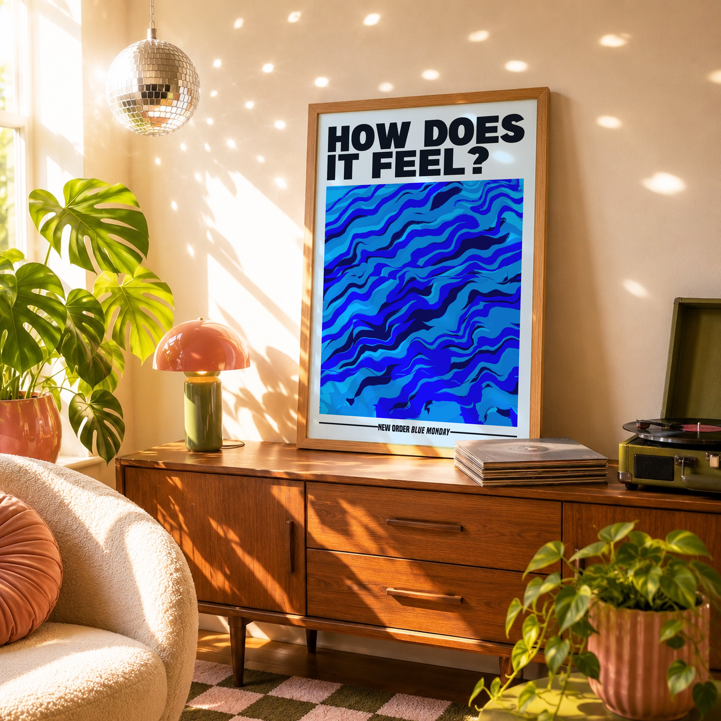 How Does It Feel? Print | Indie Disco Collection | New Order Inspired Wall Art | Blue Music Print | Dopamine Decor |