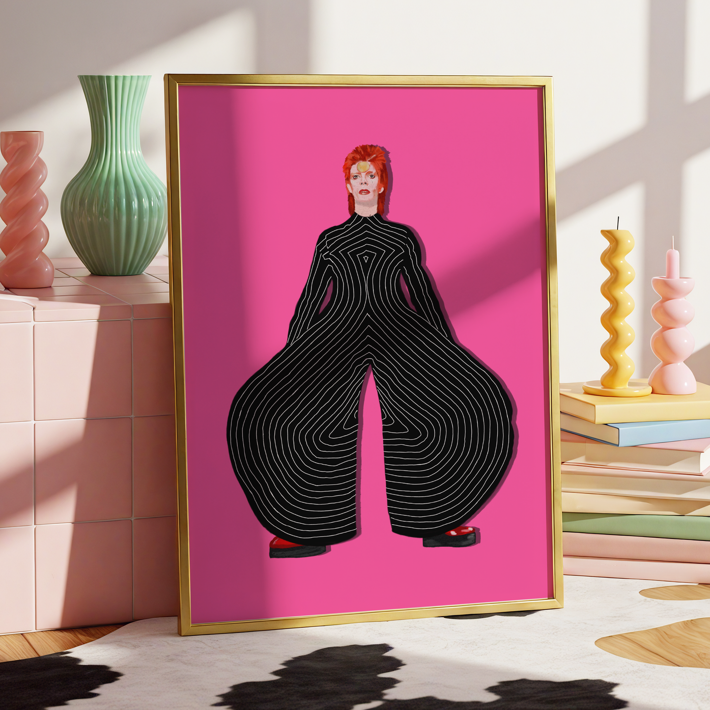 Starman Inspired Glam Rock Print | Retro Music Wall Art | Bowie Inspired Pink Poster | Dopamine Decor