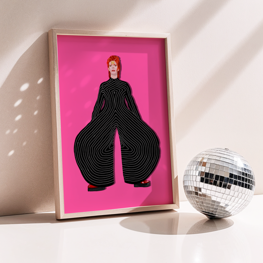 Starman Inspired Glam Rock Print | Retro Music Wall Art | Bowie Inspired Pink Poster | Dopamine Decor
