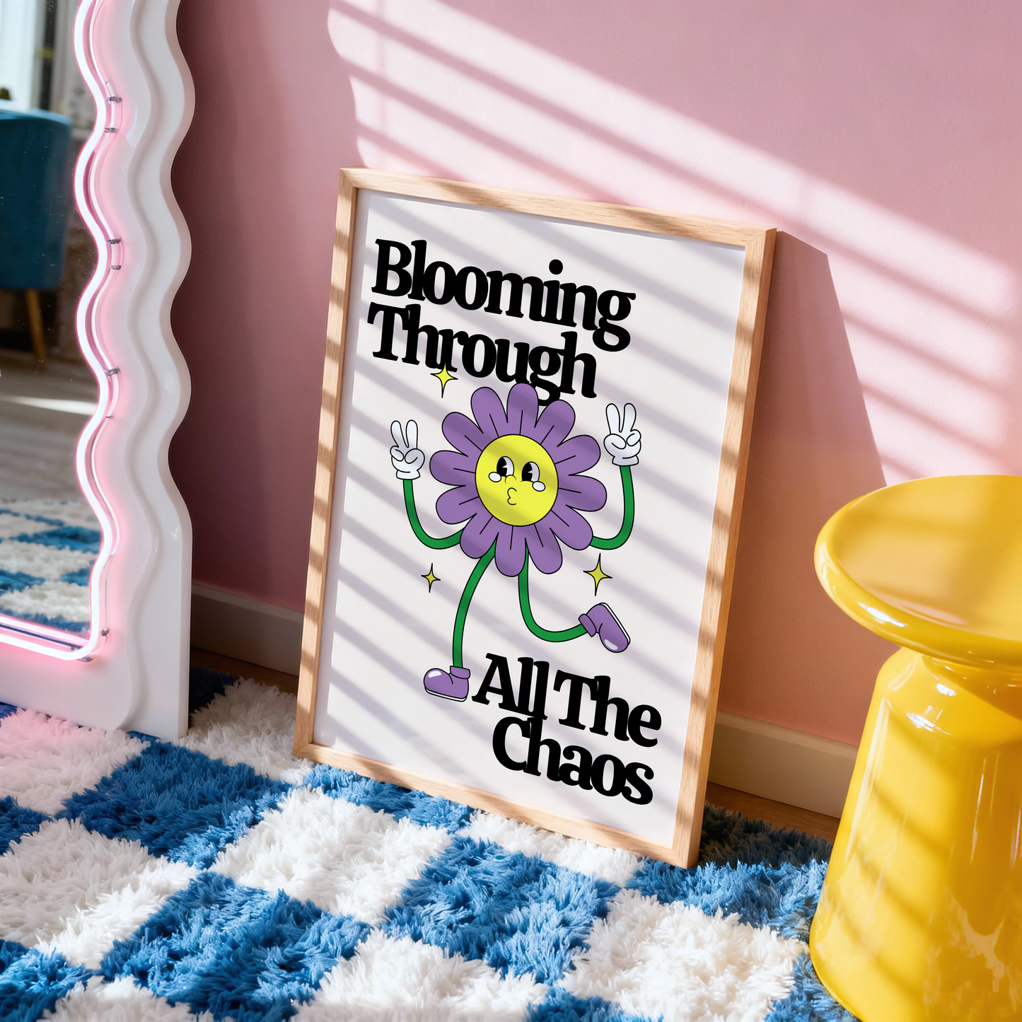 Blooming Through All The Chaos Print | Positive Mental Health Wall Art | Dopamine Decor