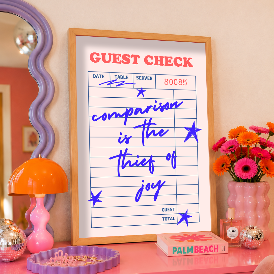 Comparison Is The Thief Of Joy Print | Motivational Wall Art | Positive Mindset Poster | Colourful Dopamine Decor