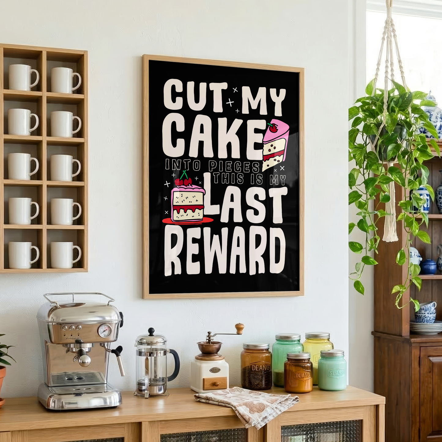 Cut My Cake Into Pieces Print | Funny Cake Kitchen Wall Art | Pop Punk Inspired Kitchen Decor | Gift for Emo Foodies