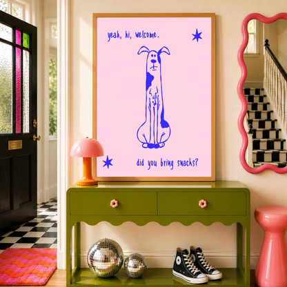 Did You Bring Snacks? Dog Print | Funny Greyhound Wall Art | Dog Lover Gift