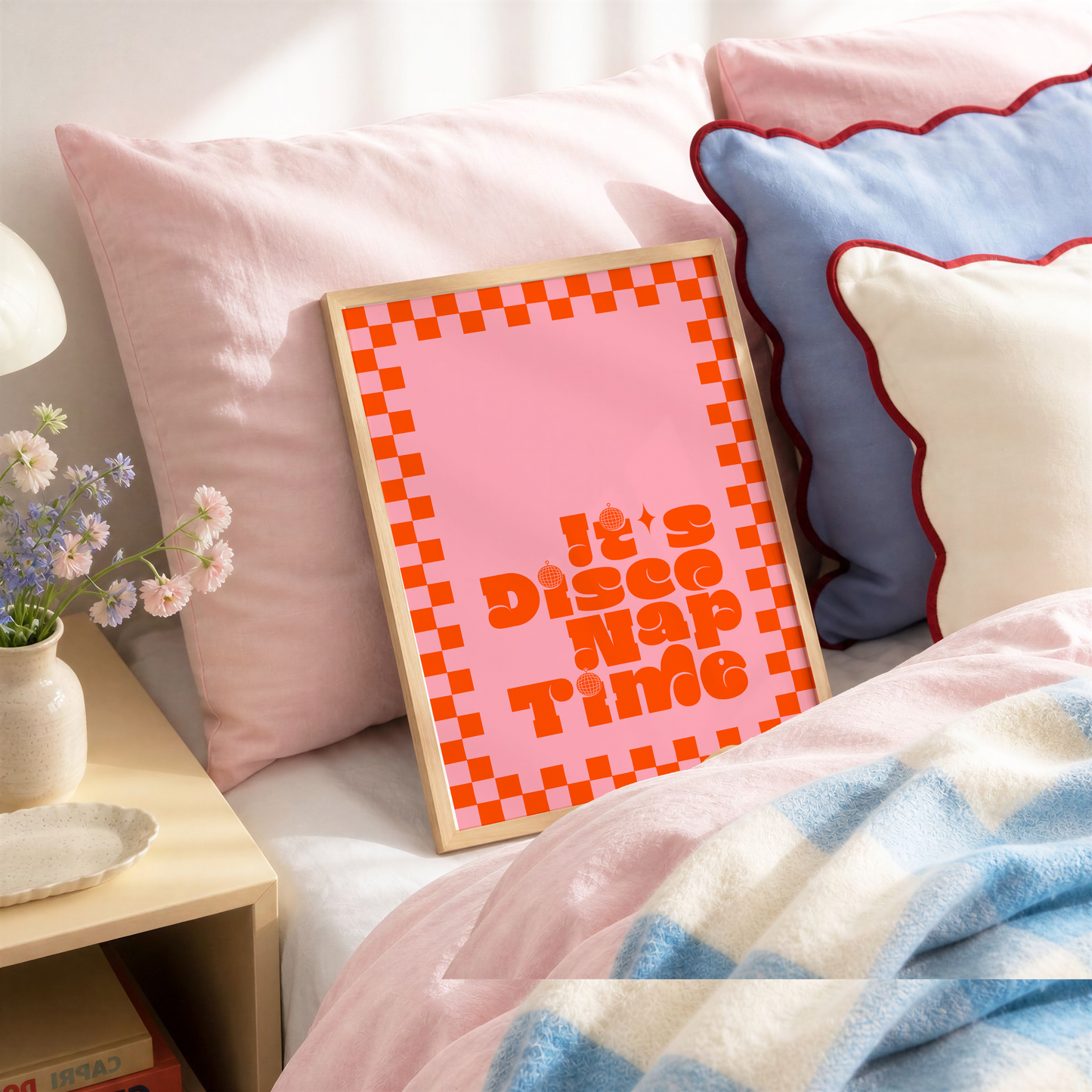 It's Disco Nap Time Print | Funny Bedroom Wall Art | Dopamine Decor | Pink Bedroom Print | Introvert Gift