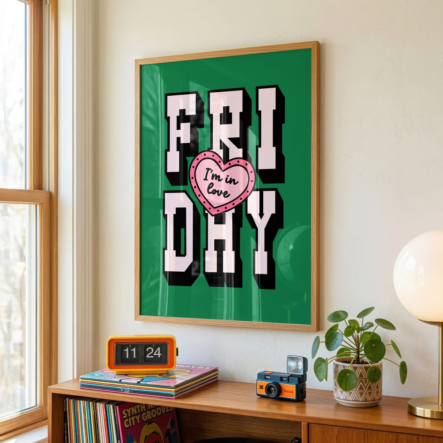 Friday I'm In Love Print | Indie Music Inspired Wall Art | Colourful Retro Typography Print | Dopamine Home Decor | Alternative Music Gift | Available in Multiple Colours