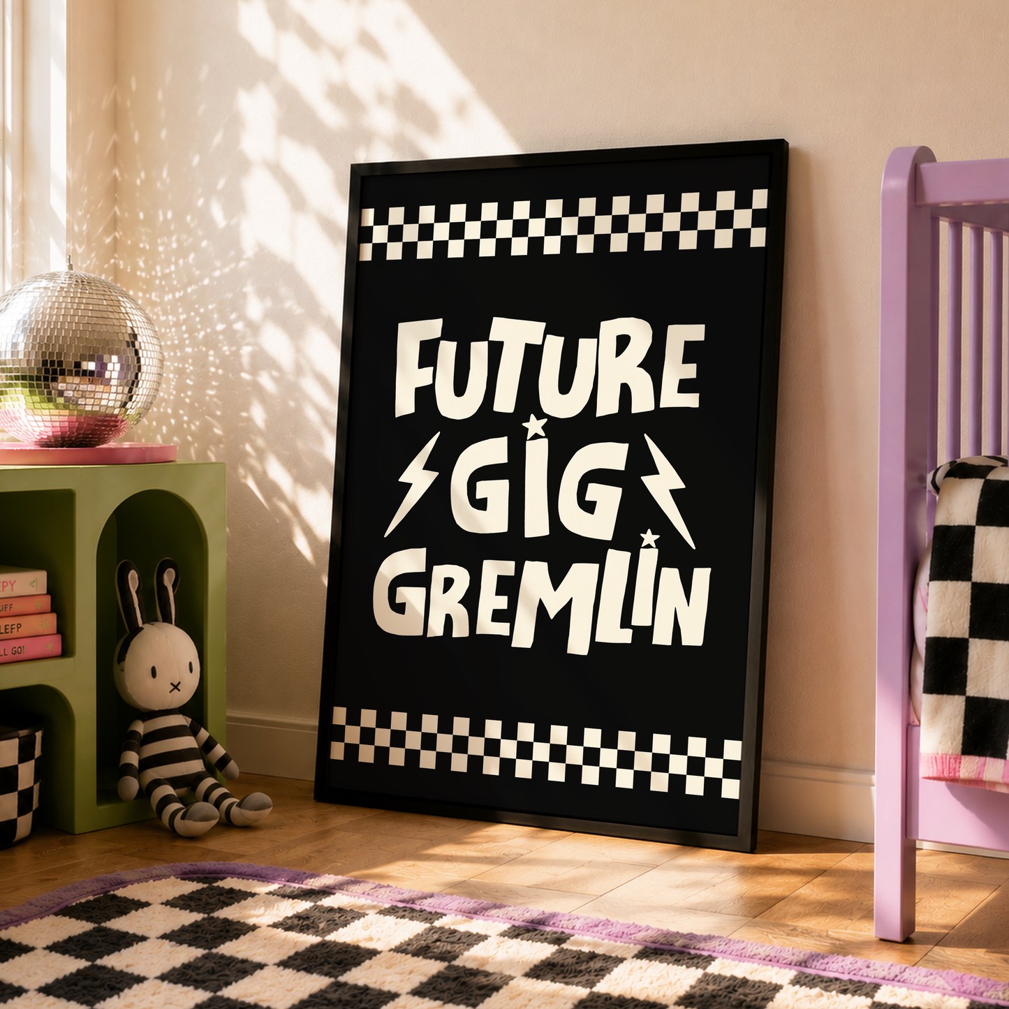 Future Gig Gremlin Nursery Print | Alternative Baby Room Wall Art | Rock Baby Nursery Decor | Music Lover Baby Gift