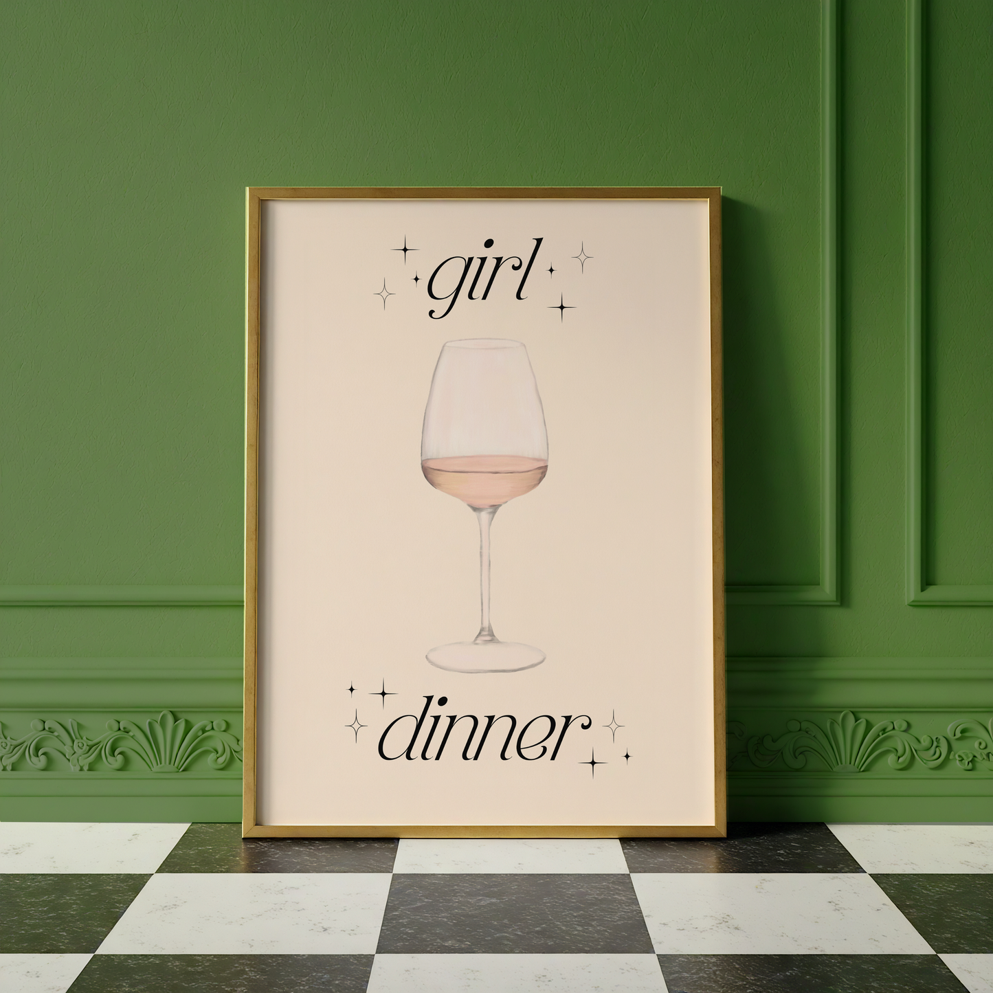 Girl Dinner Print | Funny Kitchen Wall Art | Viral Meme Decor | Gen Z Kitchen Print | Bar Cart & Dining Room Art