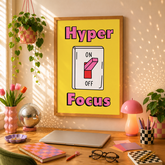 Hyperfocus Switch Print | ADHD Wall Art | Funny Neurodivergent Dopamine Decor Poster