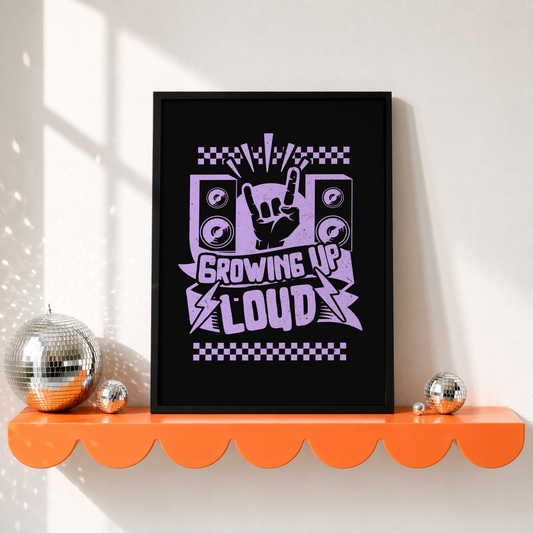 Growing Up Loud Nursery Print | Alternative Nursery Wall Art | Rock Baby Decor | Elder Emo Baby Room Print