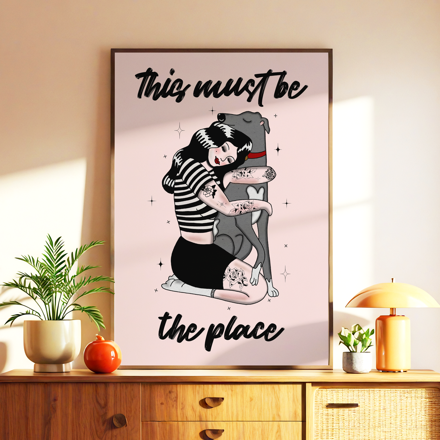 This Must Be The Place Dog Print | Greyhound Wall Art | Sighthound Lover Gift | Alternative Pet Decor