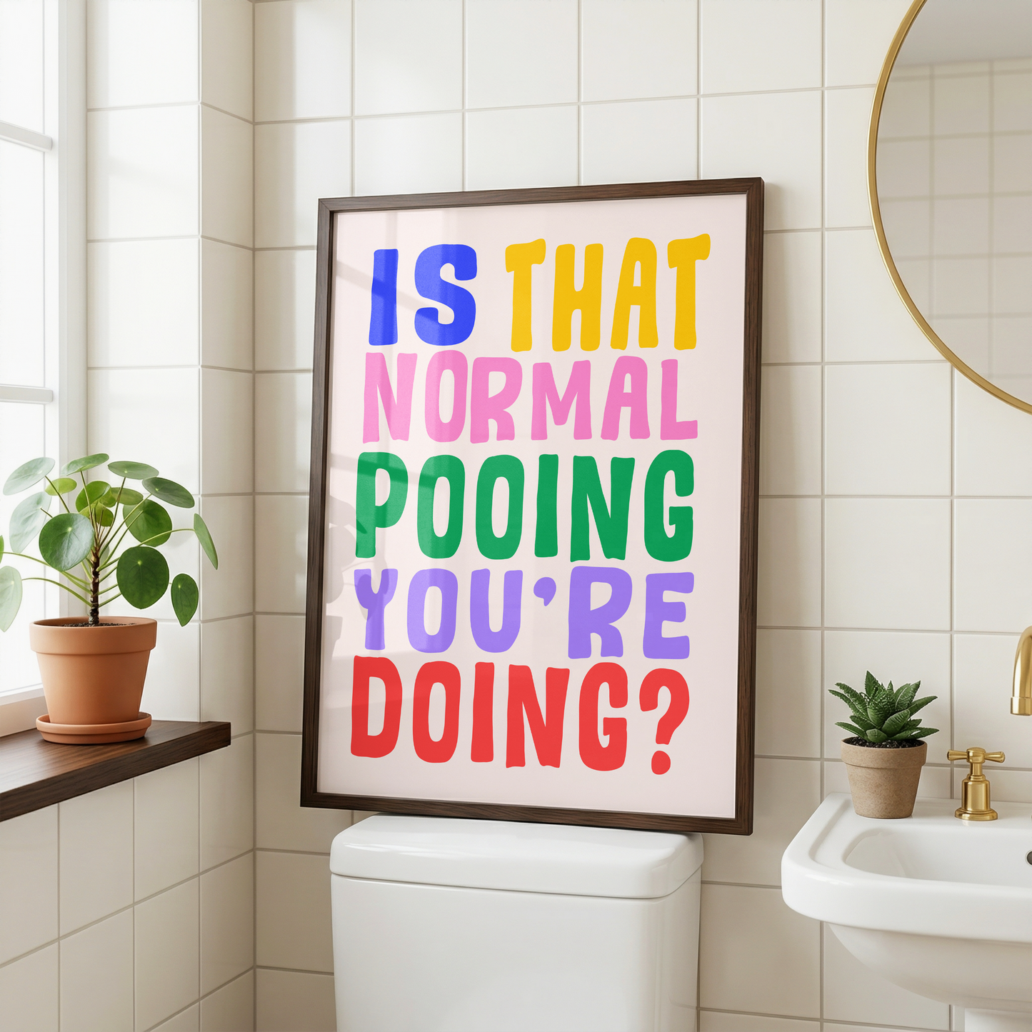 "Is That Normal Pooing You're Doing?" Print | Peep Show Inspired Bathroom Wall Art | Funny Toilet Decor | Colourful Bathroom Print