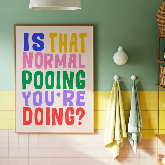 "Is That Normal Pooing You're Doing?" Print | Peep Show Inspired Bathroom Wall Art | Funny Toilet Decor | Colourful Bathroom Print