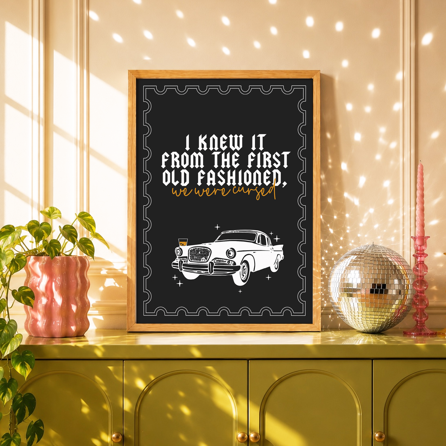 I Knew It From The First Old Fashioned Print | Taylor Inspired Wall Art | Moody Romantic Decor | Cocktail Inspired Art