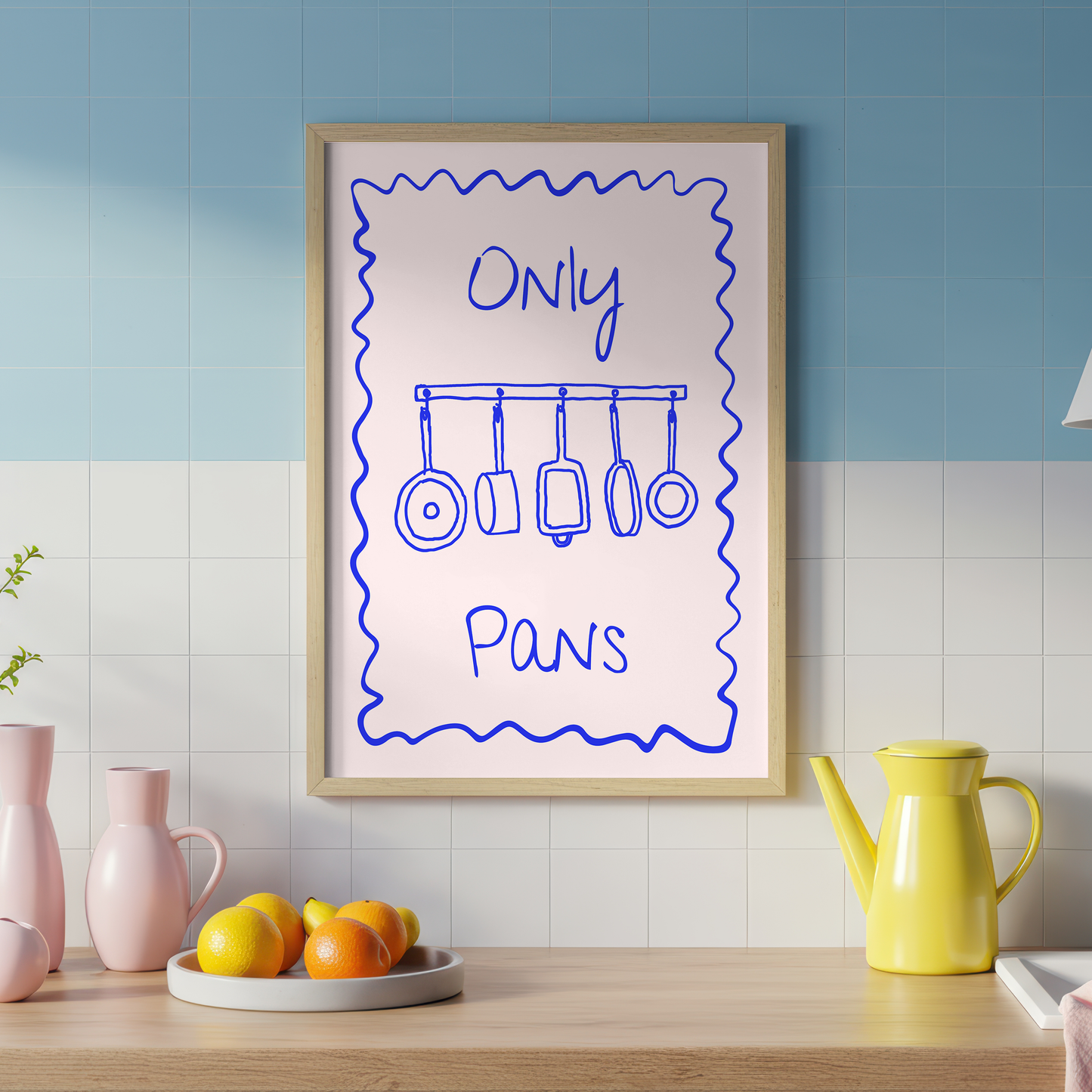 Only Pans Print | Funny Kitchen Wall Art | Food Pun Print | Colourful Kitchen Decor | Housewarming Gift