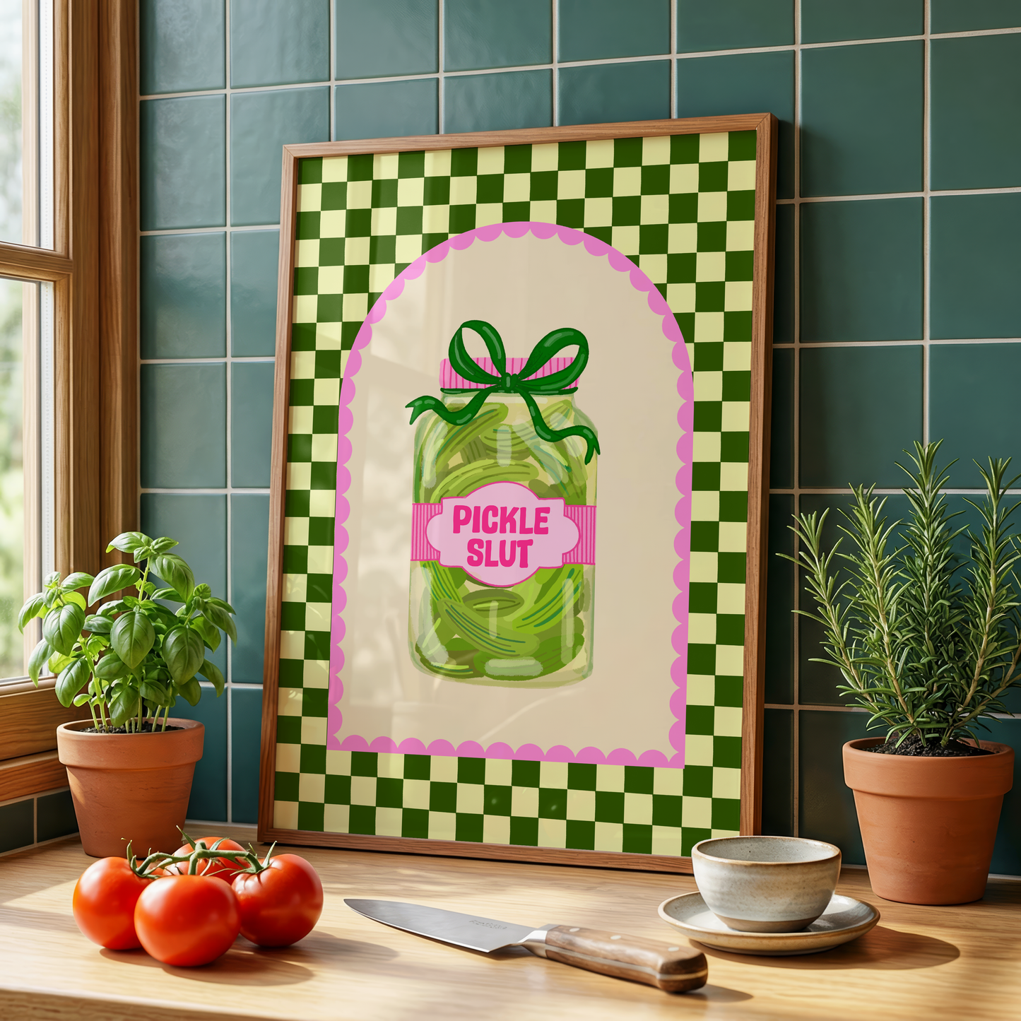 Pickle Slut Print | Funny Pickle Wall Art | Colourful Kitchen Decor | Gift for Pickle Lovers