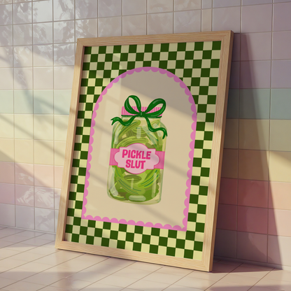 Pickle Slut Print | Funny Pickle Wall Art | Colourful Kitchen Decor | Gift for Pickle Lovers