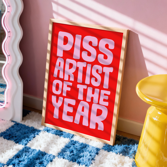 Piss Artist of the Year Print | Funny Pub Wall Art | Happy Hour Collection | Dopamine Decor