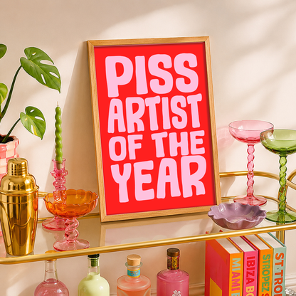 Piss Artist of the Year Print | Funny Pub Wall Art | Happy Hour Collection | Dopamine Decor