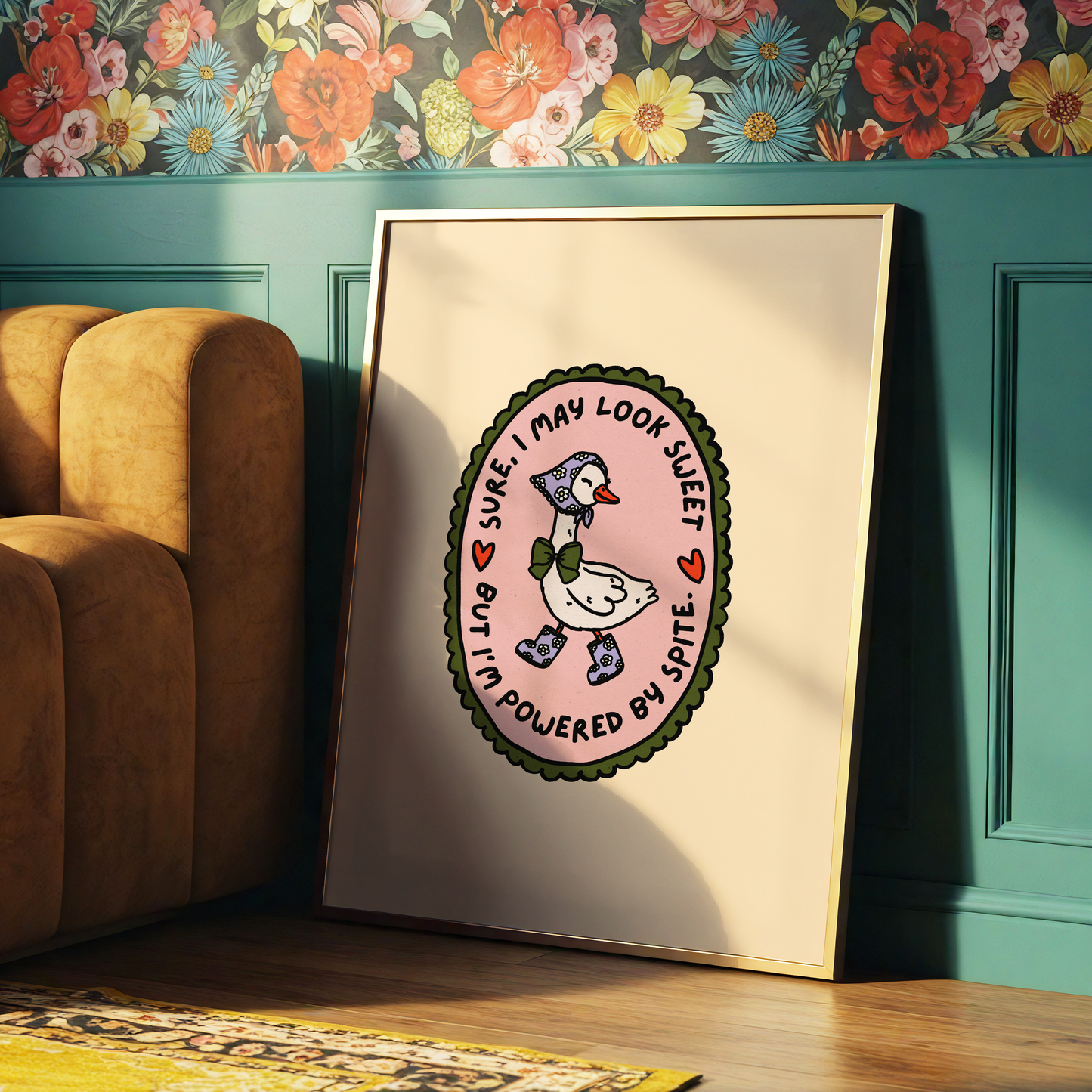 Powered By Spite Goose Print | Funny Goose Wall Art | Chaotic Animal Print | Quirky Home Decor