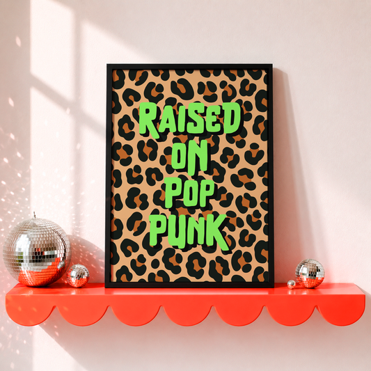 Raised On Pop Punk Nursery Print | Alternative Nursery Wall Art | Leopard Print Baby Room Decor | Elder Emo Parents Gift