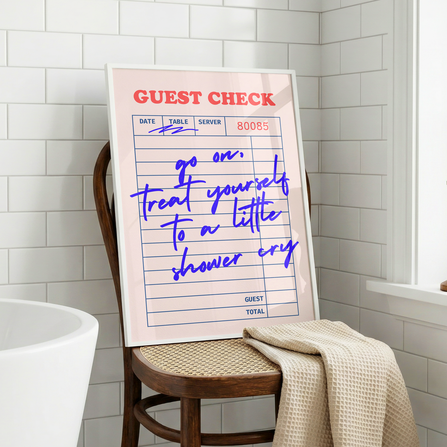 Go On, Treat Yourself to a Little Shower Cry Print | Funny Bathroom Wall Art | Mental Health Humour | Dopamine Bathroom Decor
