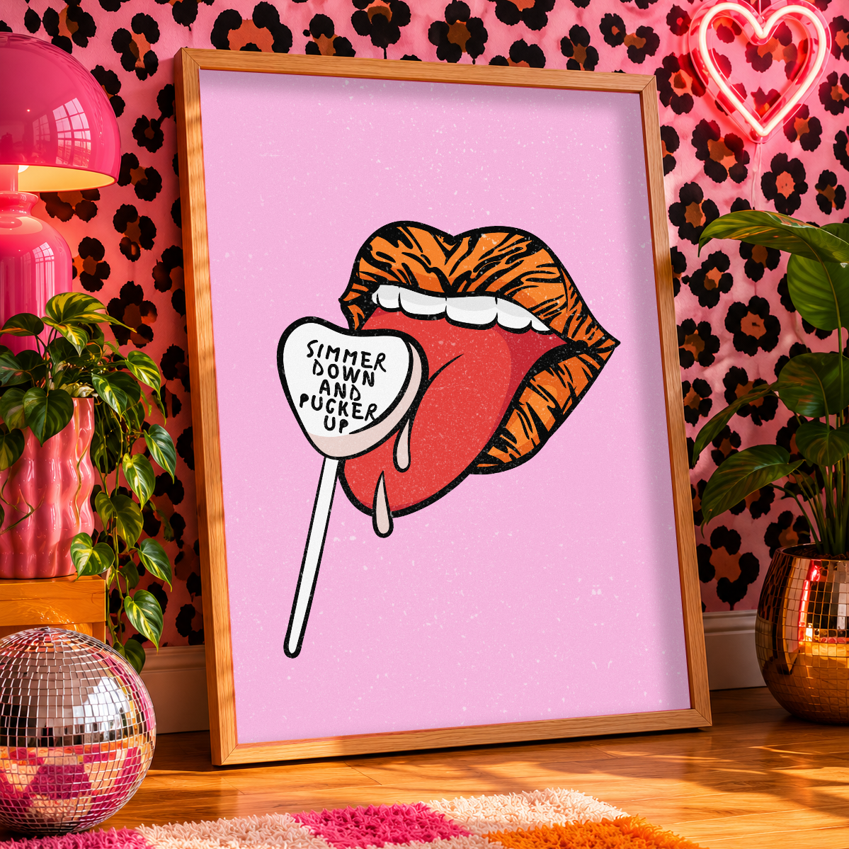 Simmer Down and Pucker Up Print | Arctic Monkeys Inspired Wall Art | Indie Music Print | Colourful Decor