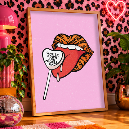 Simmer Down and Pucker Up Print | Arctic Monkeys Inspired Wall Art | Indie Music Print | Colourful Decor