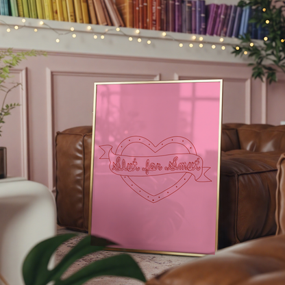 Slut For Smut Print | Funny Book Lover Wall Art | Romance Reader Gift | Pink Bookish Dopamine Decor