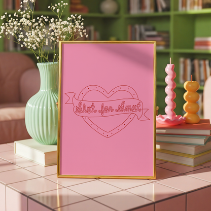 Slut For Smut Print | Funny Book Lover Wall Art | Romance Reader Gift | Pink Bookish Dopamine Decor