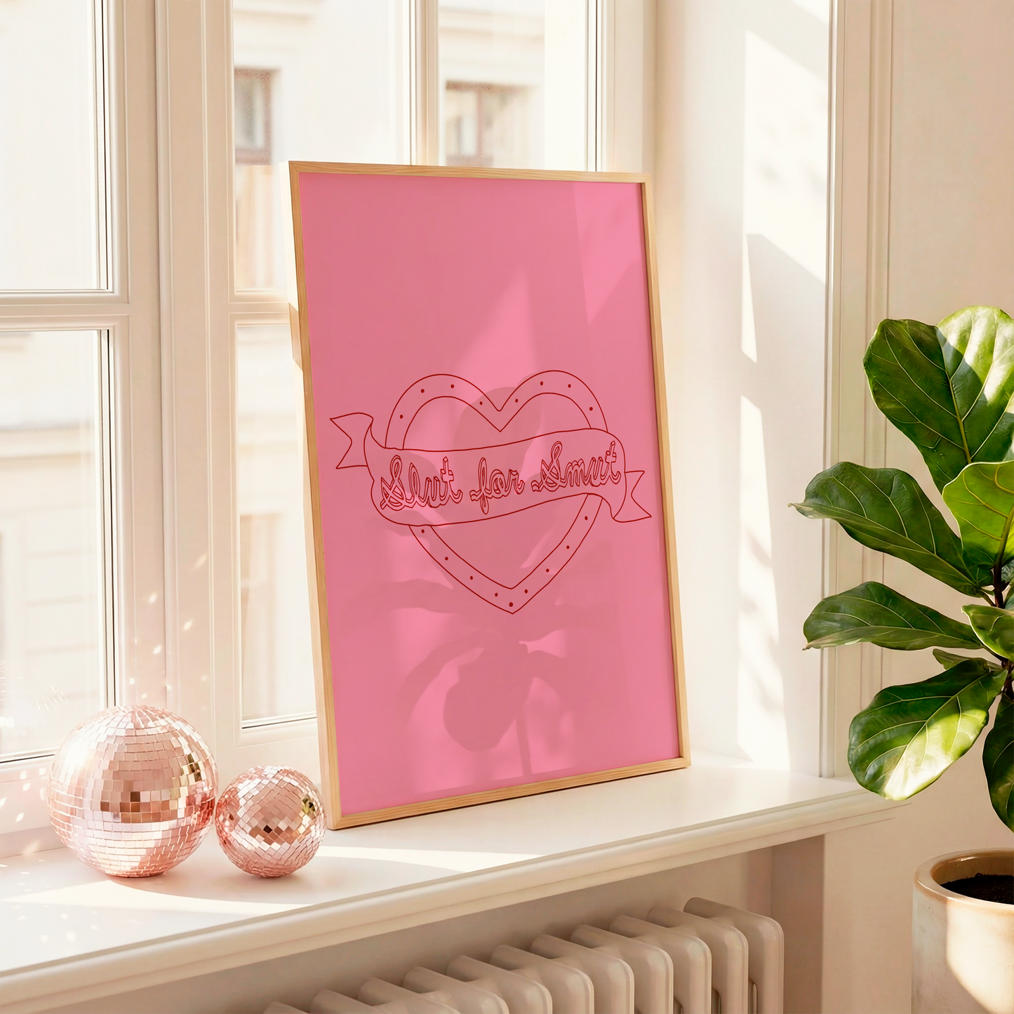 Slut For Smut Print | Funny Book Lover Wall Art | Romance Reader Gift | Pink Bookish Dopamine Decor