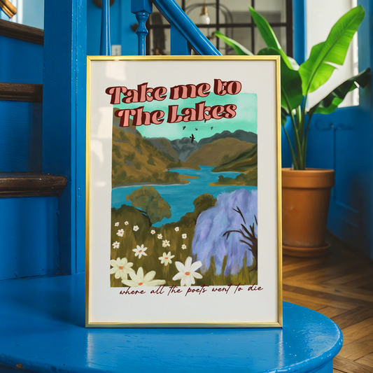 Take Me To The Lakes Print | Taylor Inspired Wall Art | Cottagecore Landscape Print | Moody Nature Decor