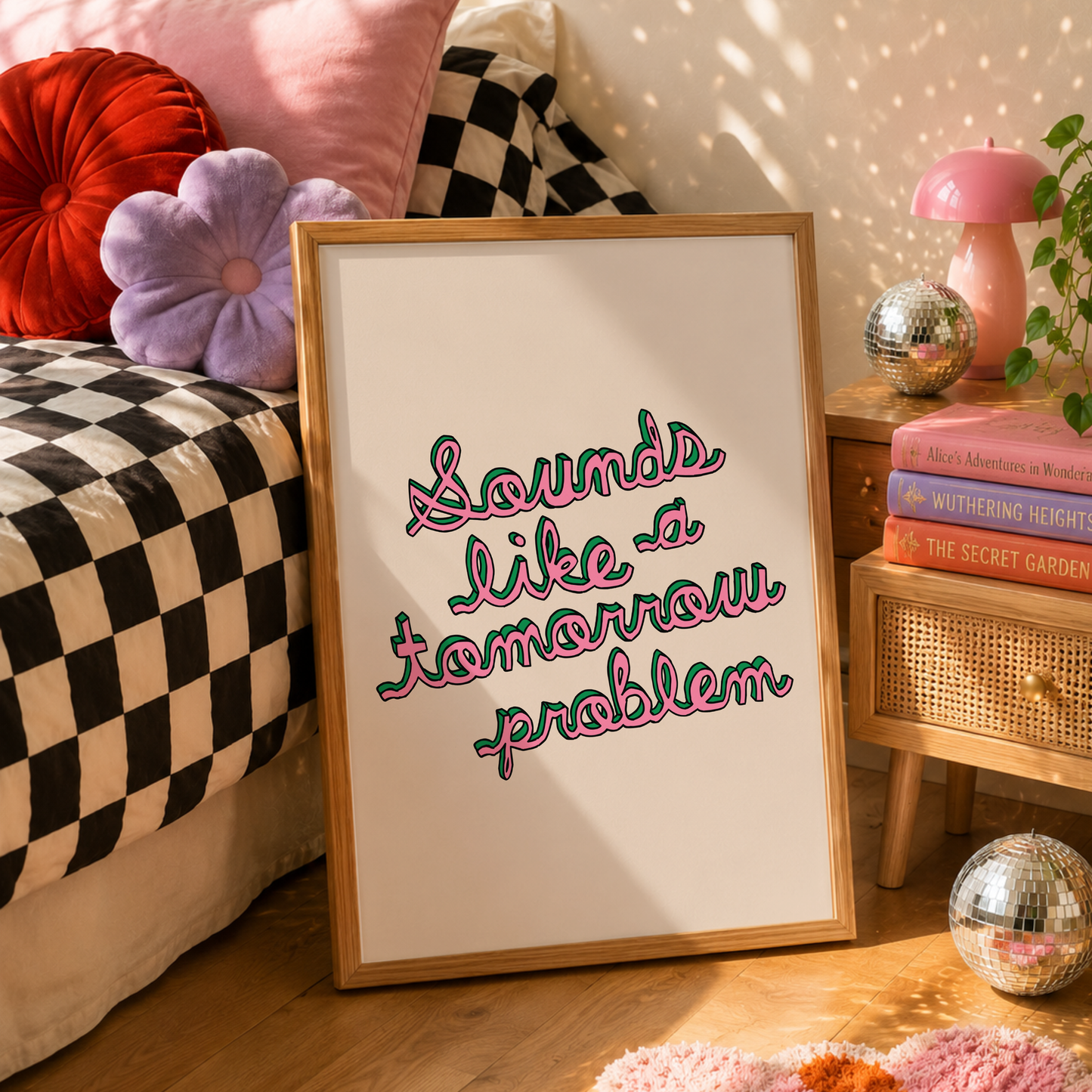 Sounds Like a Tomorrow Problem Print | Funny Bedroom Wall Art | Procrastination Gift | ADHD Decor | Colourful Typography Print