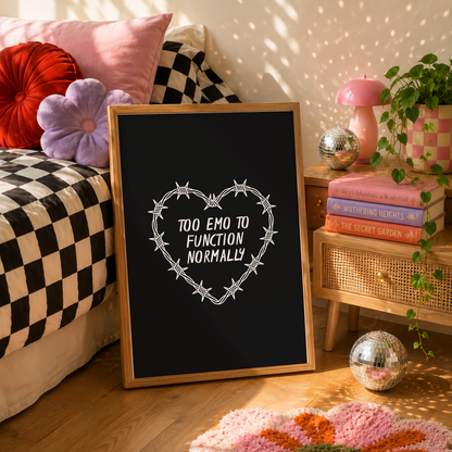 Too Emo To Function Normally | Elder Emo Wall Art Print