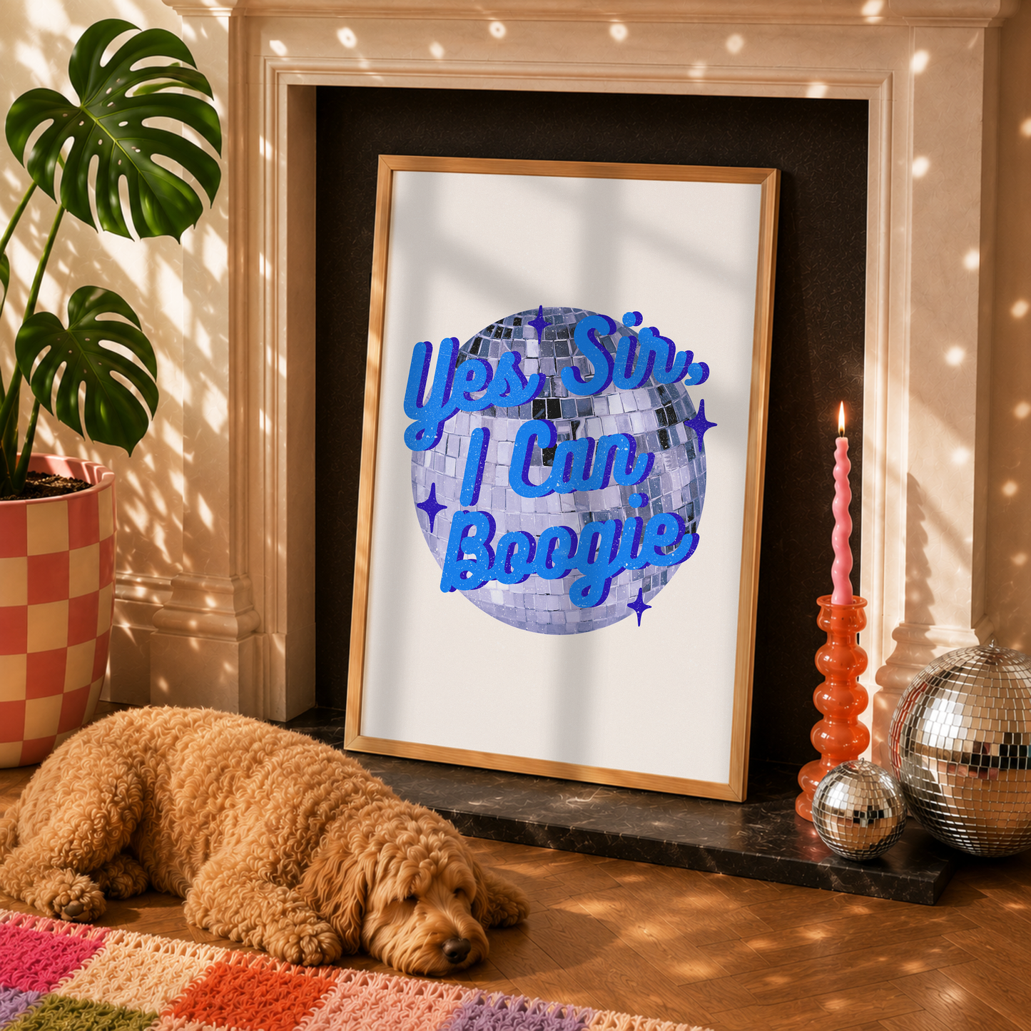 Yes Sir, I Can Boogie Print | Disco Ball Wall Art for Elder Emos | Dopamine Decor | Music Lover Gift
