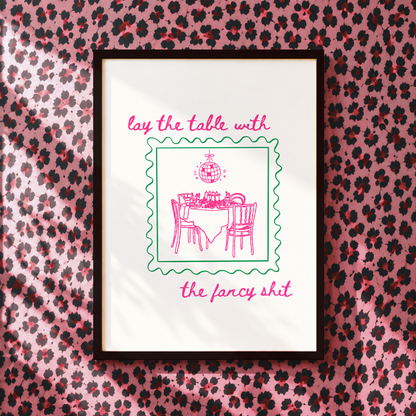 Lay the Table with the Fancy Shit Print | Funny Dining Room Wall Art | Colourful Kitchen Decor