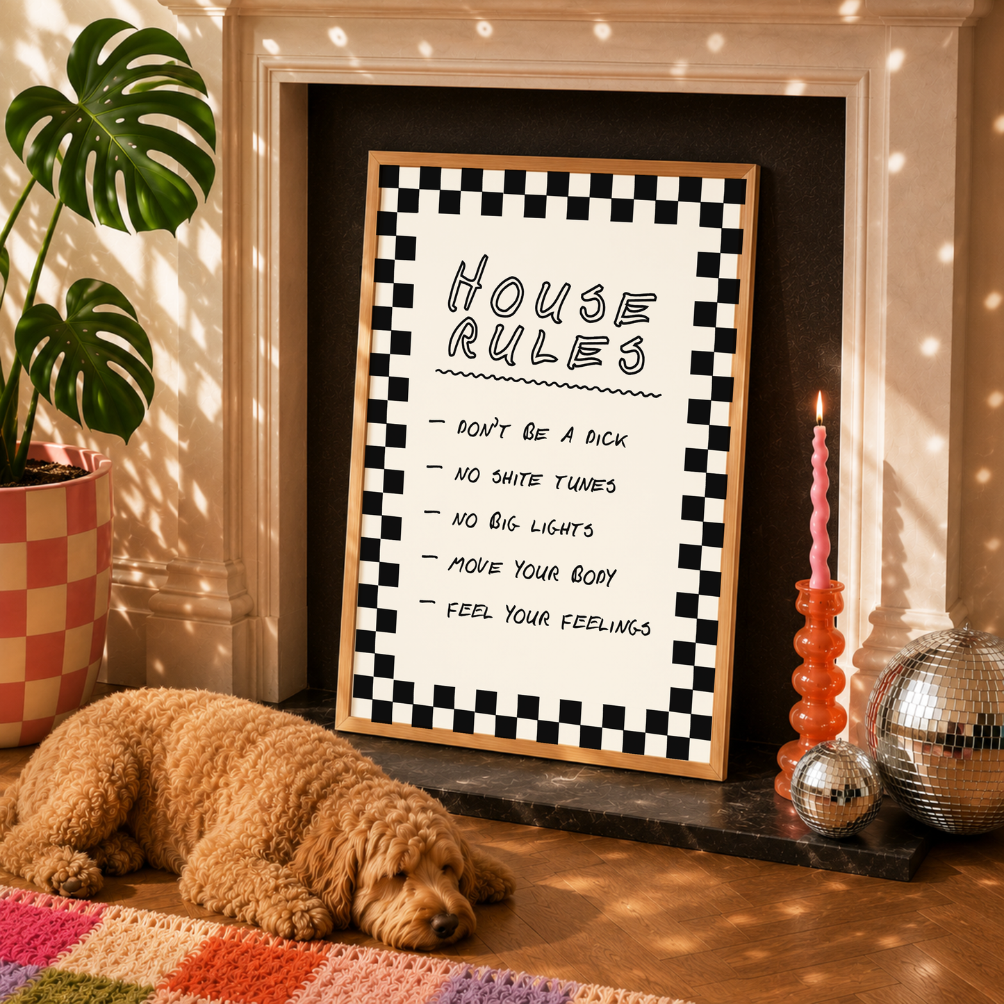 House Rules Print | Funny Family Wall Art | Dopamine Decor Home Rules Poster
