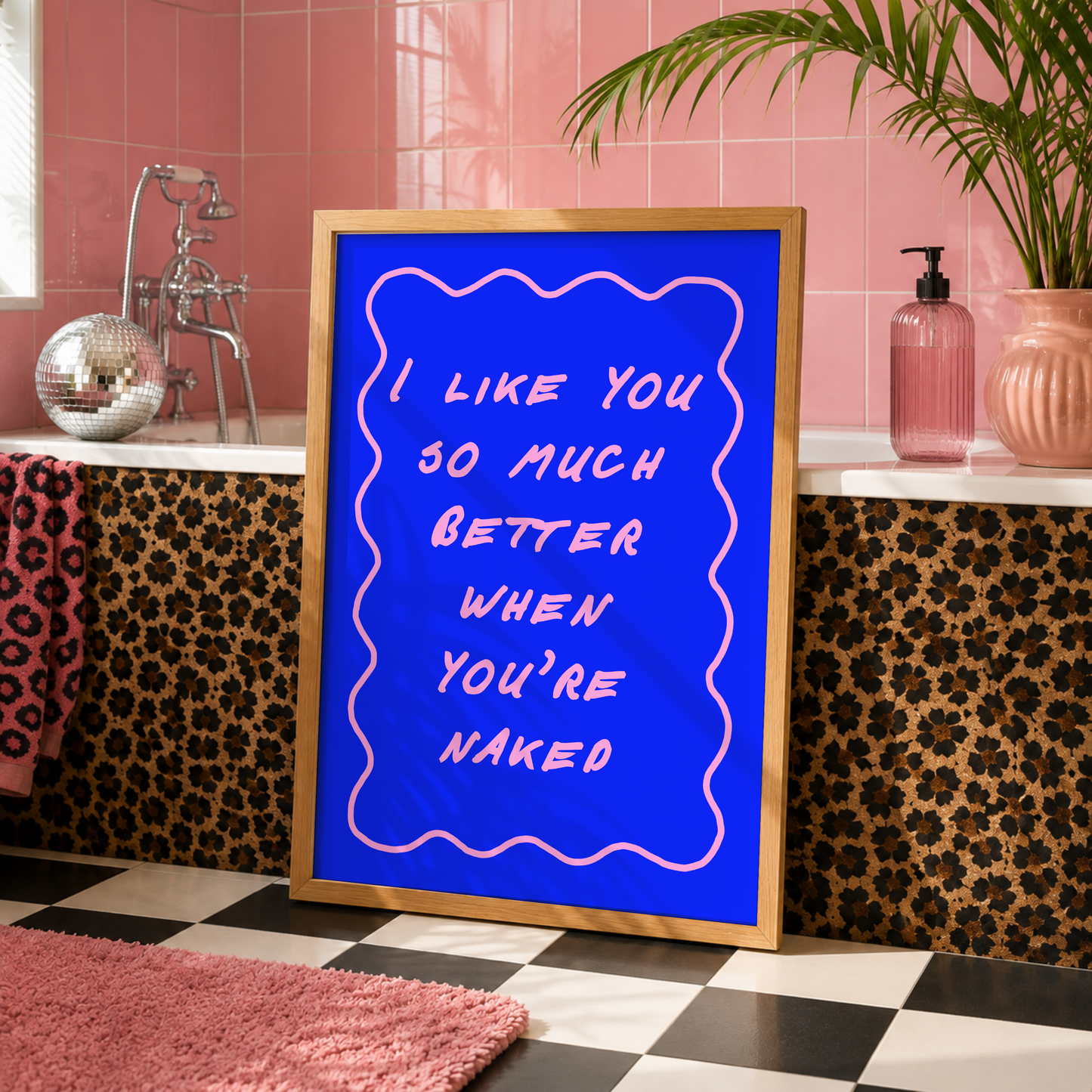 I Like You So Much Better When You're Naked Print | Funny Bathroom Wall Art | Cheeky Bathroom Decor | Couples Bathroom Gift