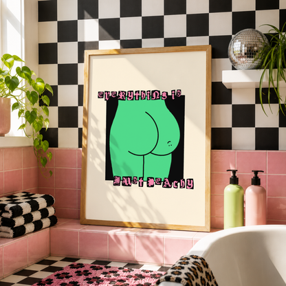 Everything Is Just Peachy Print | Funny Peach Bum Wall Art | Quirky Bathroom Decor | Colourful Bathroom Print | Cheeky Home Gift