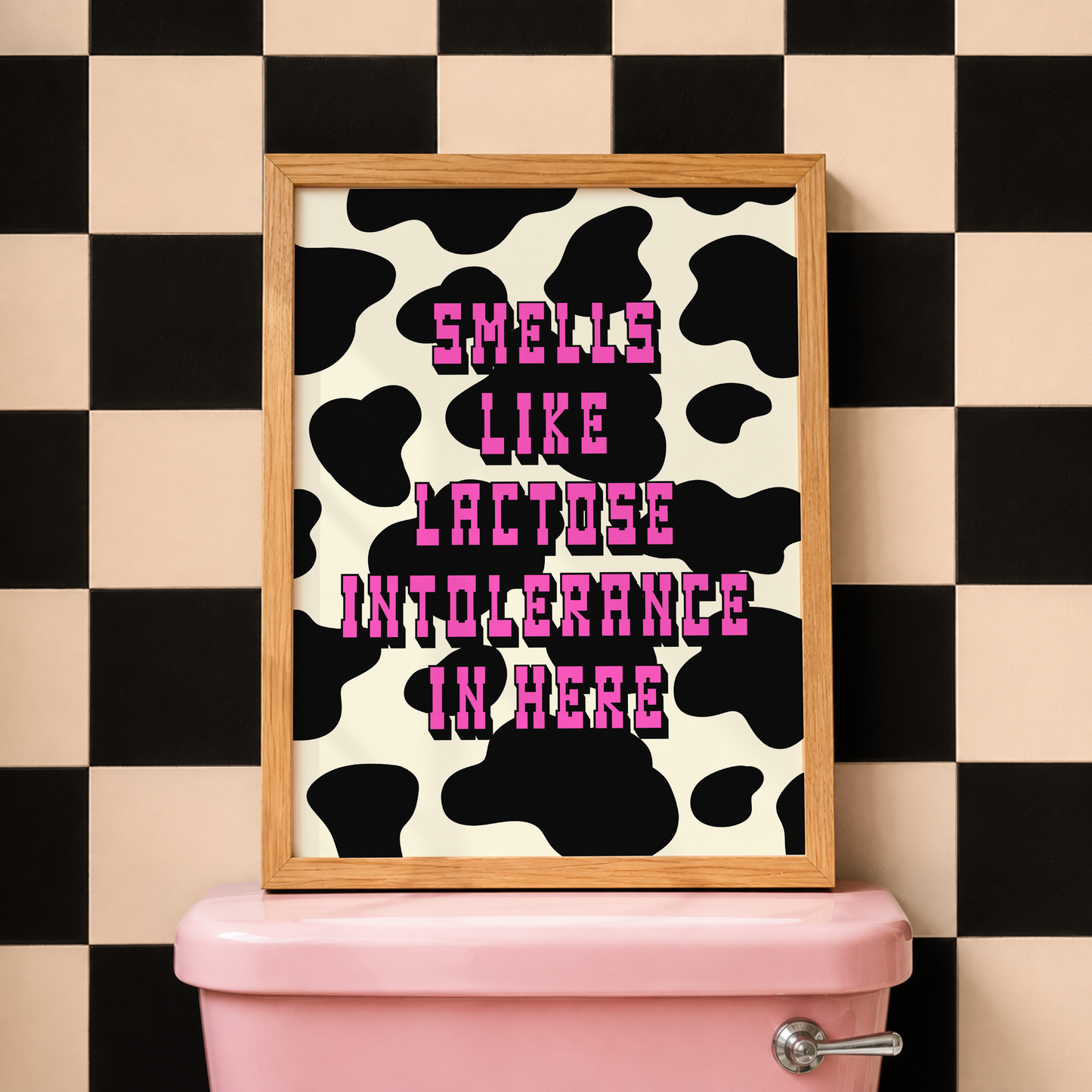 Smells Like Lactose Intolerance Print | Funny Bathroom Wall Art | Cow Print Toilet Decor | Quirky Bathroom Sign