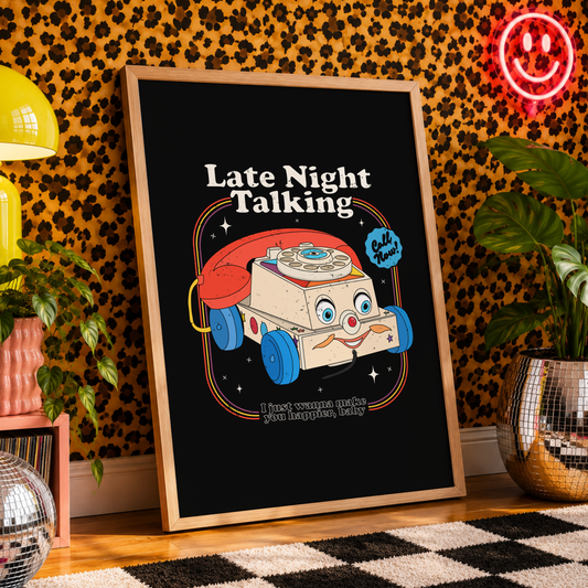Late Night Talking Print | Harry Styles Inspired Wall Art | Retro Phone Print | Dopamine Decor